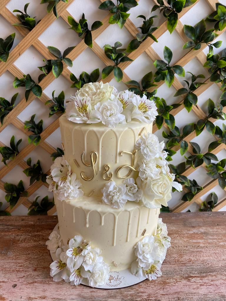 torta para matrimonio en crema
